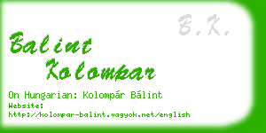 balint kolompar business card